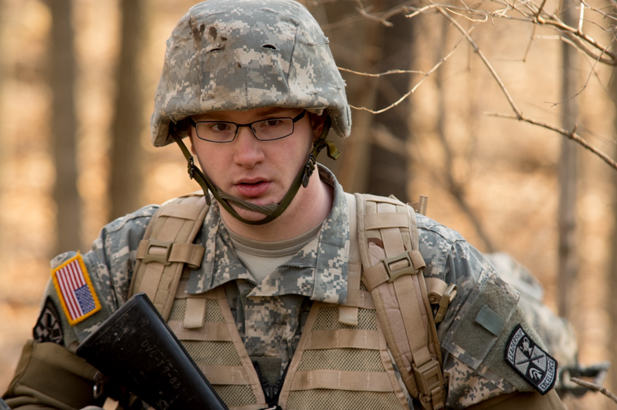 close up on a soldiers face 